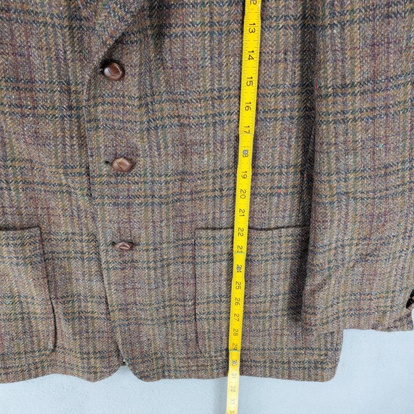 VIntage Tommy Hilfiger Blazer Mens 42R Brown Plaid Tweed Wool 3‎ Button Heritage - Picture 8 of 9